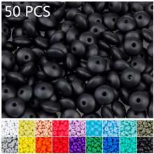 QYDCX Contas de lentilha de silicone faça você mesmo, 6/30/50/100/1800 peças, 12 mm, 30 cores, cordão faça você mesmo e contas acessórias