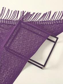 1 pieza Bufanda/Chal de punto de unicolor con flecos triangulares para mujer, adecuado para otoño/invierno con vestido - 05-morado - Ver 4