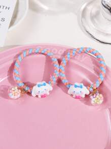 Sanrio Sanrio 2pcs/5pcs Hello Kitty Hair Tie Candy Color Beads High Elastic Hair Accessories Sweet And Cute With Rhinestone Pendants Girls Teenagers Adults Daily Holiday Party Wear Summer Home Bathroom Decoration Fashion Multifunctional Hair Rope