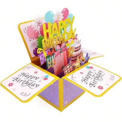 Generic 3D Happy Birthday Card, Paper Pop Up Birthday Cards Greeting Cards With Blank Card And Envelope, Unique Birthday Gift For Women Men Husband Wife Mom Dad Daughter,Back To School,School Supplies
