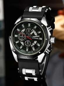 Nouvelle mode Montre bracelet en silicone pour hommes, montre-bracelet décontractée à calendrier pour étudiant, montre de sport de plein air à quartz pour homme