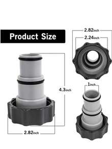 1.5 Inch To 1.25 Inch Threaded Pump Interchange Adapter, Replacement Hose Fitting With Ring, Beach Essentials, Beach Accessories, Pool Float - Grey - View 4