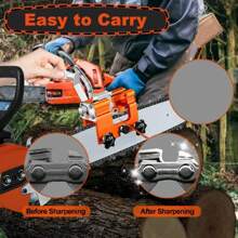 Kit portátil afilador de sierra de cadena accionado a mano con lima de carburo de tungsteno - Afilado rápido y fácil de hojas de 8" a 22", ideal para equipos de exteriores y jardín