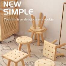 1 pièce Tabouret en bois de forme de biscuit mignon, conception amovible pour une portabilité facile, convient pour le salon, la chambre, la salle de bain, le camping en plein air, le pique-nique, le thé de l'après-midi, la décoration pour le salon, la chambre, l'entrée