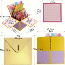 Generic 3D Happy Birthday Card, Paper Pop Up Birthday Cards Greeting Cards With Blank Card And Envelope, Unique Birthday Gift For Women Men Kids Husband Wife Mom Dad Daughter,Back To School,School Supplies