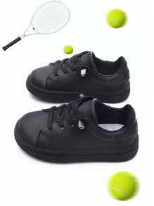 1 Pair Fashionable, Comfortable And Lightweight Spring Children's Sports Shoes, Summer Leather Upper Big Kids Running Shoes, Students' Daily Wear Anti-Slip Durable EVA Outsole, Molded Insole Design, Soft Bottom Toddler Shoes, Suitable For Daily Wear And Running