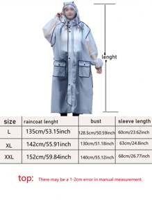 1pc Pocket Detail Portable Disposable Raincoat, Waterproof EVA Modern Raincoat For Outdoor For School,Office,Household,Travel