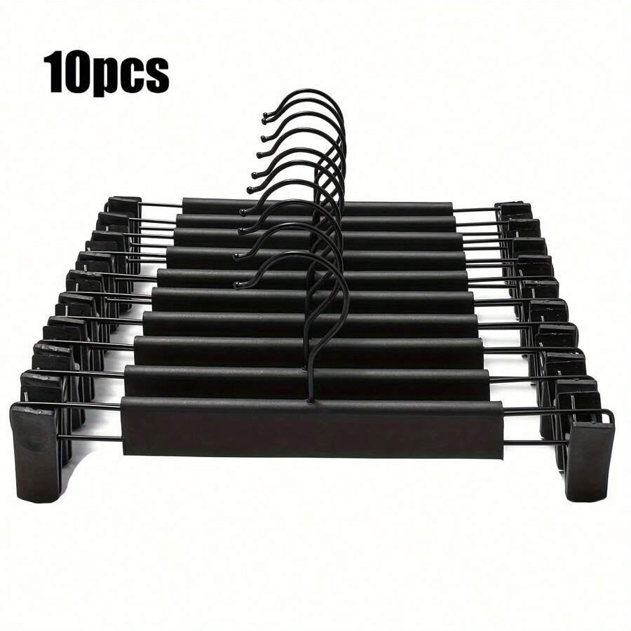 10pcs Plastic Non-Slip Pants Hangers Clip, Home & Clothing Store Use Trouser Clips Skirt Hangers Clips, Fingerprint Free Strong Clamp