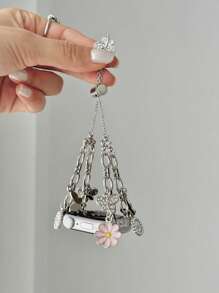 1pc Fashion Apple Watch Strap Gold Bracelet For Women, Metal Double Chain, Compatible With Apple Watch Series 10/9/8/7/SE/6/5/4, 38mm 40mm 41mm 42mm 44mm 45mm 46mm 49mm, Smart Watch Band For Her Bracelet Wristband As Gift, Gift For Friends, Adjustable Apple Watch Strap