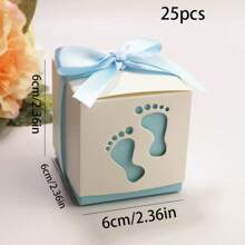 25pcs Blue Ribbon Gift Boxes, Candy Boxes
