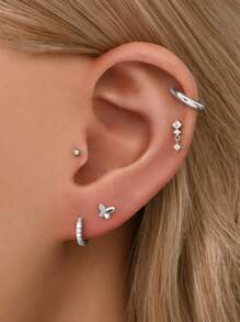 1 pieza Pendiente chapado en oro con rosca interna tipo Labret | Pendiente de tuerca de plata esterlina 925 hipoalergénico | Pendiente plano para cartílago Helix | Pendiente trasero tipo Labret | Para uso diario de mujeres y hombres (Vendido como 1 pieza)