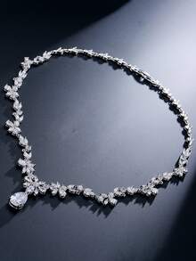 1 件奢华泪珠锆石水晶项链，适合新娘、婚礼、晚会 - 項鍊 - 查看 16