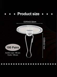 100 Pairs Easy-Install No-Drill Ceiling Hooks - Transparent, Damage-Free Adhesive Hangers For Festive & Party Decorations, Stainless Steel, Ideal For Christmas & Birthday Celebrations