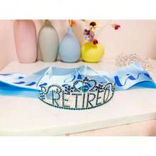 New  Retirement Party Drations Retired Tiara/Crown, Retired Sash For Women Retirement Gifts, Retirement Party Pli, Gifts, Favors (Light Blue) - 淺藍色 - 查看 4