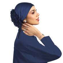 New Simple Solid Color Middle Eastern Malaysian Arabic Chiffon Large Floral Turban Head Wrap Scarf For Women