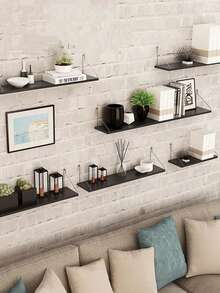 1 件壁挂式搁架，免钻孔壁架，有小/中/大尺寸可选，适用于客厅、卧室、书架、电视背景、壁挂式储物架（含挂钩）