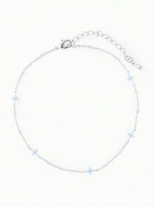 1 Tornozeleira feminina de prata esterlina S925, elegante e personalizada, com flor pequena, para férias na praia e festas, dia dos namorados e dia das mães