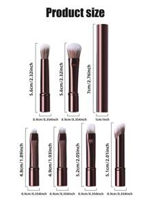 4pcs Mini Professional Makeup Brush Set, Fragrance-Free - For Foundation, Powder, Eyes And Brows - Oval Brush Head Design - Suitable For All Skin Types
