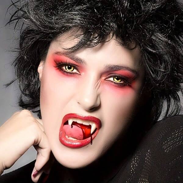 17mm Funny Vampire Fake Teeth Zombie Teeth Small Fang Makeup Props Vampire Teeth For Role Play Party Costume Gifts Halloween
