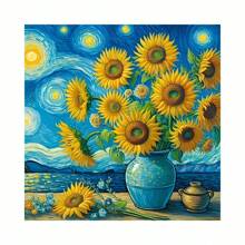 Kit di pittura di diamanti con opere d'arte di Van Gogh, comprensivo di Notte Stellata, Girasoli, Campo di Grano con Cipressi, decorazione da parete vibrante, nuovo dipinto d'arte con diamanti
