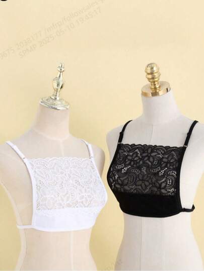 1pc Sexy Lace Breast Petals Bra Boosters,Soft Polyester Woven Anti-Exposure Chest Pad Inserts With Adjustable Strap For Low-Cut Tops, Dresses, And Swimsuits,Comfortable, Breathable, And Invisible