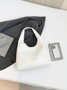 Bolso de hombro vintage de gran capacidad y color liso suave para mujer, versátil bolso bandolera con asa, bolso de hombro tipo hobo grande con capacidad, bolso bandolera casual de trabajo de gran capacidad