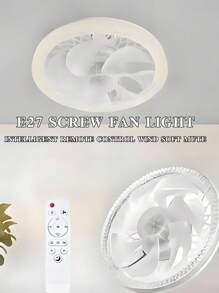 Ventilatore a soffitto a LED, plafoniera da 45W con ventilatore e telecomando, temporizzata, LED dimmerabile, adatta per piccoli spazi come camere da letto, uffici familiari, dormitori