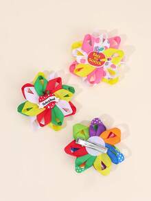 6 件装女童开学发饰花朵形蝴蝶结鳄鱼夹可爱甜美字母铅笔发夹彩色开学第一天发夹新学期礼物发夹儿童发饰 - 彩色 - 查看 4