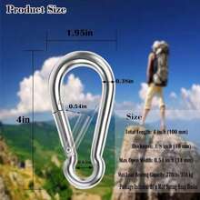 12PCS 2 Inch Small Carabiner Clip, Spring Snap Hook, Heavy Duty Galvanized Steel Keychain Carabiner, Locking Climbing Caribiners Clips Gym, Plant Hanging, Outdoor Camping, Hiking, 200 Lbs Capacity - 43399870 - View 2