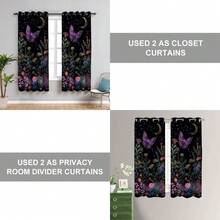 Local Warehouse, Curtains -Moth Butterfly Door Curtain For Doorway, Mushroom Moon Phase Boho Flowers Closet Door Cover Curtain For Bedroom Living Room Closet Door, 1 Panel 34" W X 80" L - 紫蛾_a47 - 查看 5