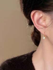 1 Pair Elegant Geometric 925 Sterling Silver Earring Hooks, Unique Charming Style For Women Daily/Work Wear - Gold - View 4