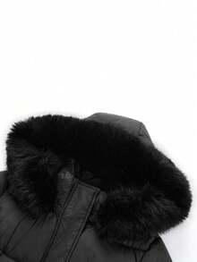 Giolshon 女士休闲连帽夹棉夹克，带口袋，轻质绗缝夹棉外套，人造毛皮衬里，适合春/秋/冬日常穿着 - 黑色 - 查看 6