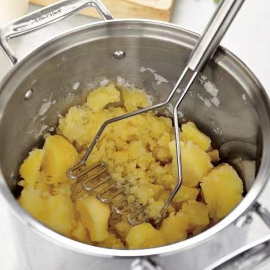 Stainless Steel Wavy Potato Masher, Kitchen Gadget For Mashing Potatoes - Multicolor - View 1