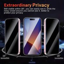 2 miếng kính cường lực chống nhìn trộm, phù hợp với các mẫu điện thoại OPPO, VIVO, Galaxy, Moto, Honor, Realme, Infinix, OnePlus, Nokia, miếng dán bảo vệ màn hình chống trầy xước chống nổ - màu đen - Xem 6