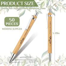 Local Shipping Bamboo Wedding Pens Bulk Ballpoint Black Ink Bridal Shower Pens For Wedding Bridal Shower Guest Book Game Gifts Proposal Bachelor Party Favors-50 Pieces - 50 - 查看 2