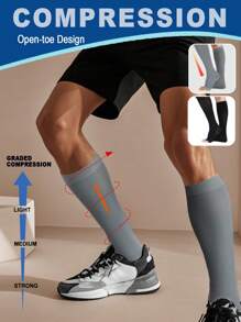 Unisex Leg 25-30 MmHg Mid Compression Knee High Socks Open Toe Elastic Calf Shaping Sport Socks