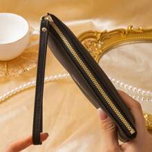 Fashion Minimalist Letter Print With Wrist Strap Slim Portable Zipper Clutch With Card Slots Suitable For Everyday Use Gift For Mom/Women/Girls Business & Casual Wallet For Women Wallet Purse Wallet Long Wallet Wristlet Wallet