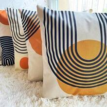 4 件亚麻波西米亚图案枕套，单面印花 45x45 厘米（18x18 英寸）沙发靠垫套，不含枕芯靠垫套房间装饰家居装饰卧室装饰枕套 - 彩色 - 查看 4