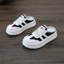 This Summer's New Popular Women's Thick-Soled Height-Increasing Half-Slipper Features A Lace Mesh Perforated Upper And A Soft-Soled Anti-Slip Half-Support Shoe. It Is Lightweight, Breathable, Versatile, Fashionable, Sporty And Daily Wear, Both Stylish And Multi-Functional