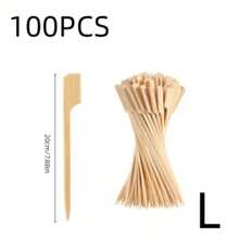 100 件竹签 - 宽扁木签，适用于烧烤、烤肉、开胃菜和熟食 - 适合家庭晚餐、三明治、水果鸡尾酒等 - 熟食配件 | 装饰性烤串 | 木签、竹签 - 彩色 - 查看 13