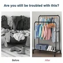 Heavy Duty Double Clothes Rail Hanging Rack Garment Display Stand Storage Shelf - White - View 9