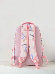 4pcs Stylish And Simple Cute Large Capacity Backpack Set, Suitable For School, Graduation, Back To School Occasions - Pink - View 4