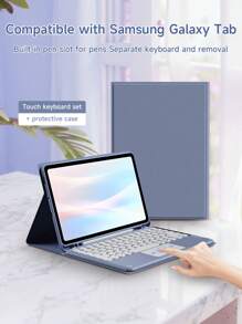 Touch Keyboard Case Set Is Compatible With IPad 7/8/9th 10.2 Inches, IPad 10th Generation, IPad (A16) 11 Inch 11th Generation 2025. Compatible With Samsung Galaxy Tab A8 10.5 Inch 2022, S7/S8 11 Inches, Detachable Keyboard With Touchpad, Multi-View Stand, Built-In Pen Slot In The Protective Case, And The Keyboard Supports Split Use