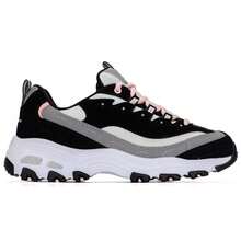 Skechers 女士 D'LITES 1.0 时尚系带运动鞋，轻便舒适运动休闲鞋 13143-BKGY - 黑色/灰色 - 查看 5