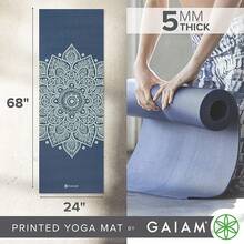 Esterilla de yoga Gaiam de 5 mm de grosor.Impresión premium gruesa, antideslizante, tapete de ejercicio y fitness, para todo tipo de yoga, pilates y entrenamientos de piso (173 x 61 x 5 mm) - Reloj de sol índigo - Ver 12