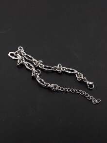 1pc Personalized Creative Hiphop Fashion Handmade Stainless Steel Geometric Chain Bracelet, Men's Street Party Accessory