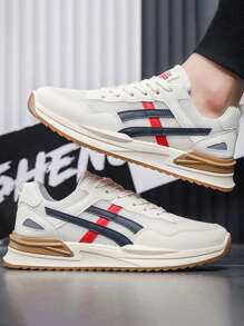 Zapatos versátiles para patinaje del otoño 2025 para hombres, zapatillas deportivas casuales de malla, zapatillas chunky y gruesas para correr, zapatos deportivos de malla transpirable y de moda para hombres