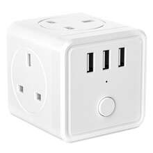 HITRENDS 1个英式插头墙壁电源插座，带3个USB-A充电端口、电源适配器、浪涌保护电源条、LED显示主开关插座，13A 250V 2500W，白色，适用于家庭、旅行、办公室、宿舍电源转换 - 英規插(220-240V) - 查看 4