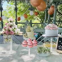 1 pieza Soporte para pastel de acrílico transparente, juego para decoración de postres y cupcakes, adecuado para exhibir pasteles en fiestas de cumpleaños, bodas, navidad y otros eventos