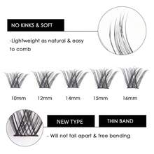 Lash Clusters DIY Lash Extensions Kit 320pcs Individual Lashes Clusters 30D 40D D Curl Eyelash Extension Kit With Applicator And Lash Bond&Amp;Seal,Clusters Lash Glue Remover Mix 10-16mm (30D+40D-320 KIT) - 72 clusters-DM01 - 查看 3